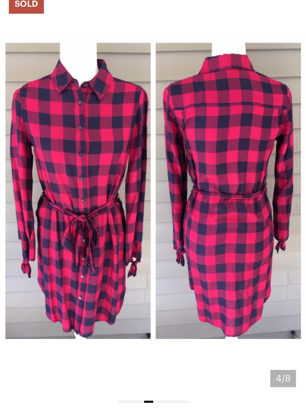 Draper James Buffalo Check Tie Sleeve Shirt Dress